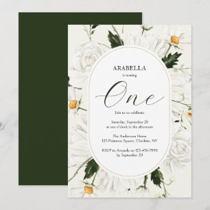 Invitation Watercolor Floral Daisies 1ère fête d'anniversaire