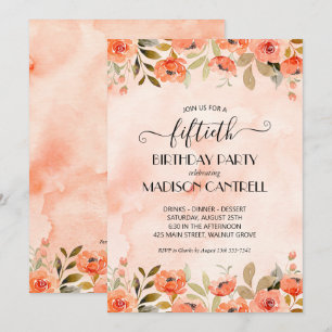 Invitation Watercolor Floral fête d'anniversaire