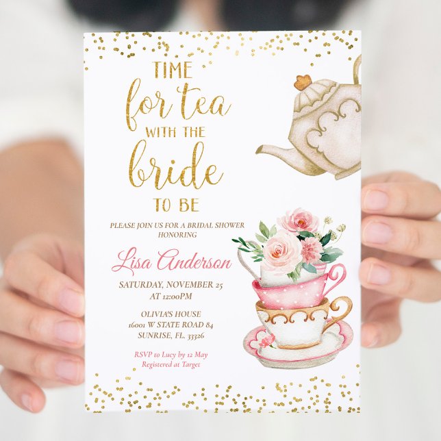 Invitation Watercolor Floral Fête des mariées Tea Party (Créateur téléchargé)