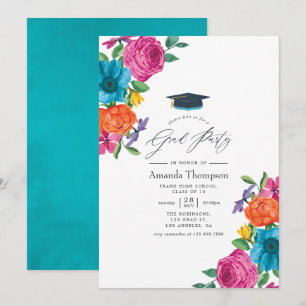 Invitation Watercolor Floral Fiesta Graduation Party