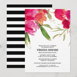 Invitation Watercolor Floral Graduation Party