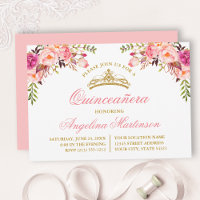Watercolor Floral rose Quinceanera Party