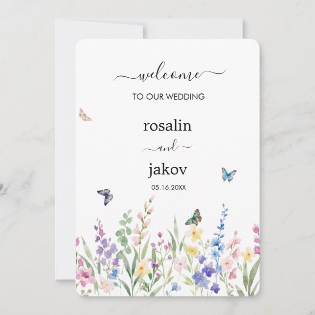 Invitation watercolor floral wedding (Devant)