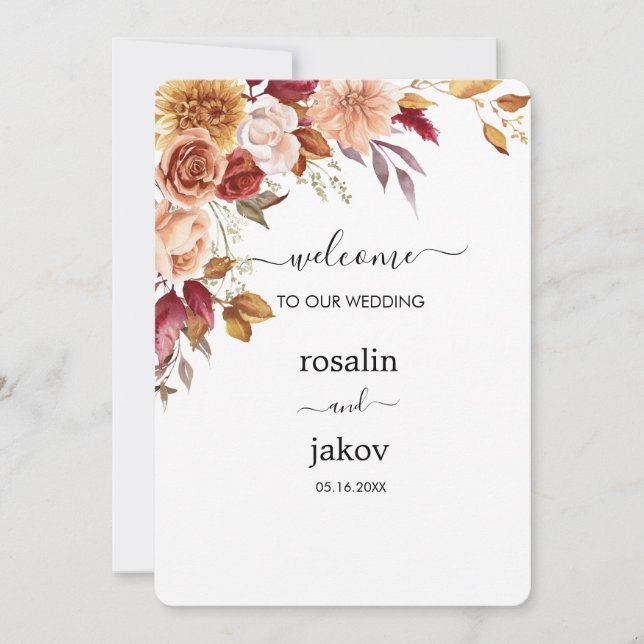 Invitation watercolor floral wedding (Devant)