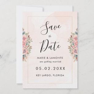 Invitation Watercolor Floral Wedding Enregistrer La Date