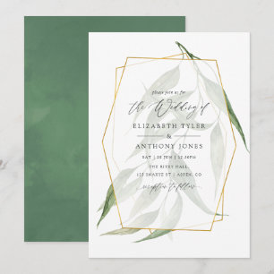 Invitation Watercolor Forest Herbarium Mariage géométrique