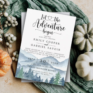 Invitation Watercolor Forest Mountain Mariage Réception
