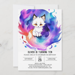 Invitation Watercolor Fox Adventure Anniversaire