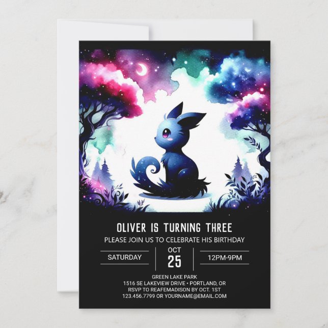 Invitation Watercolor Fun Chat Anniversaire (Devant)