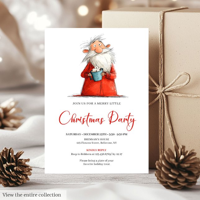 Invitation Watercolor Funny Santa Personalized Party Invite (Watercolor Funny Santa Personalized Party Invite)