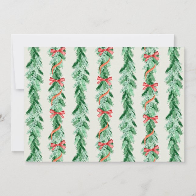 Invitation Watercolor Garland Bow Holiday Card (Dos)