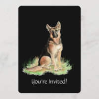 Watercolor German Shepherd Chien fête d'anniversai