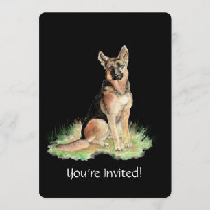 Invitation Watercolor German Shepherd Chien fête d'anniversai