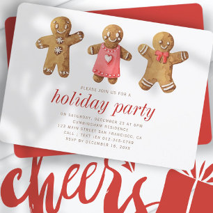 Invitation Watercolor Gingbread Man Fête de vacances