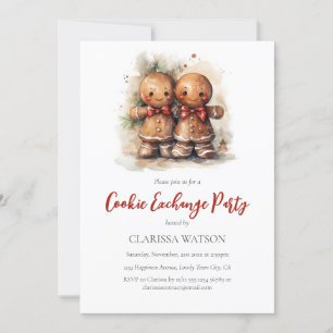 Invitation Watercolor Gingerbread Cookie Exchange Party