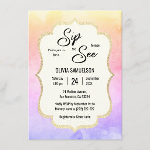 Invitation Watercolor Girl Garçon BÉBÉ SIP et VOIR PHOTO