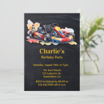 Watercolor Go Kart Boy Birthday Party