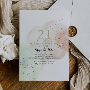 Invitation Watercolor Gold Confetti 21e fête d'anniversaire