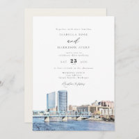 Watercolor Grand Rapids Michigan Skyline Mariage