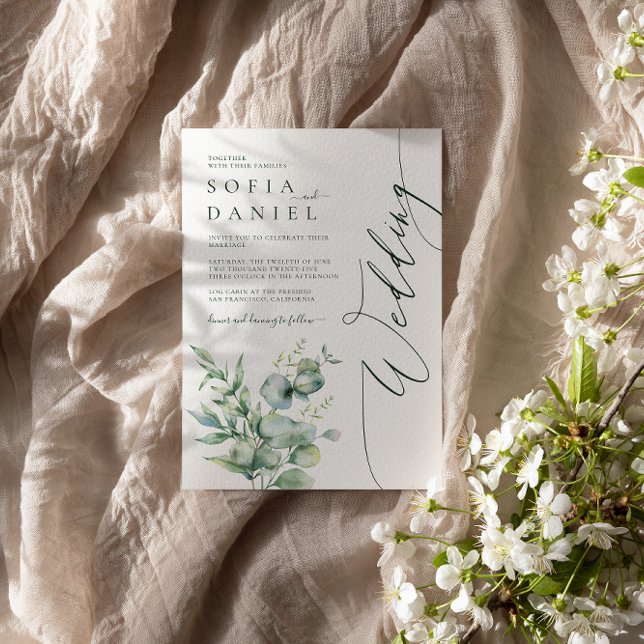 Invitation Watercolor Green Floral Winter Wedding Party (Créateur téléchargé)