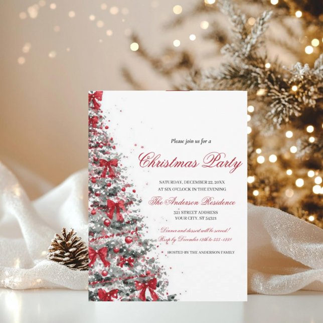 Invitation Watercolor Greenery Red Berries Christmas Party (Créateur téléchargé)