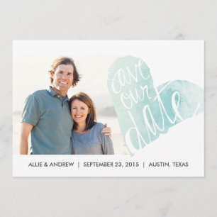 Invitation Watercolor Heart Enregistrer la date Annonce
