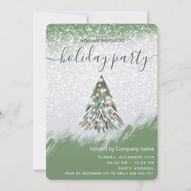 Invitation Watercolor hiver pin entreprise de vacances (Devant)
