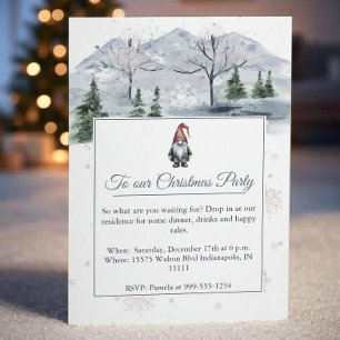 Invitation Watercolor Holiday Gnome Fête de vacances