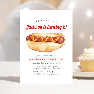 Invitation Watercolor Hot Dog Anniversaire de enfant Party