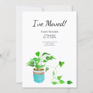 Invitation Watercolor House Plante Pothos Plante Moving