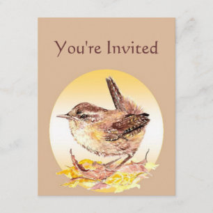 Invitation Watercolor House Wren Bird Bird Birthda