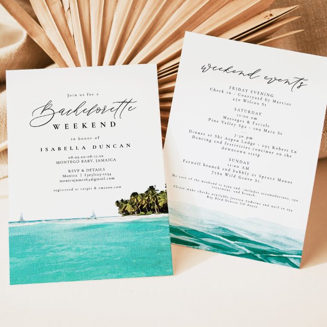 Invitation Watercolor Jamaïque Skyline Tropical Beach Island (Créateur téléchargé)
