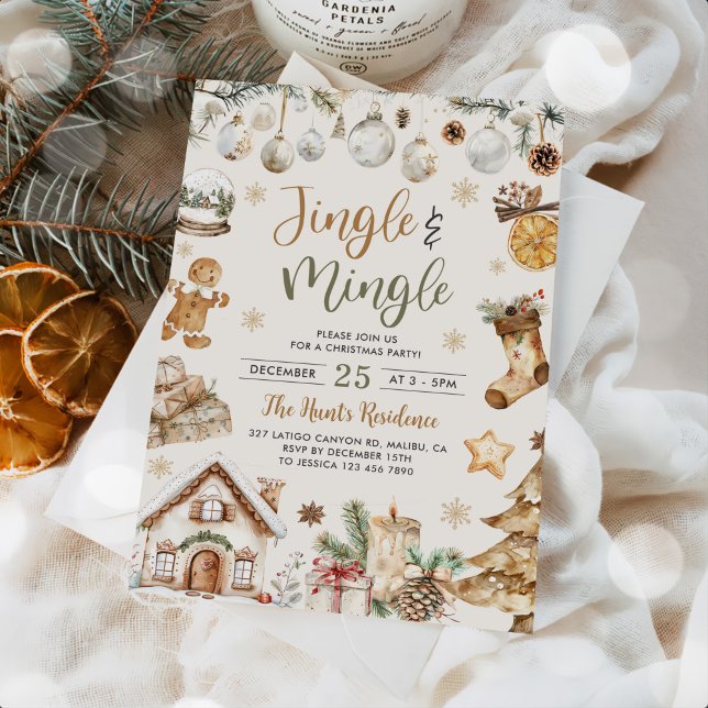 Invitation Watercolor Jingle & Mingle Christmas Party (Créateur téléchargé)