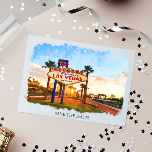 Invitation Watercolor Las Vegas Sign Wedding Save The Date (Créateur téléchargé)