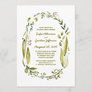 Invitation watercolor laurel dîner de répétition rustique