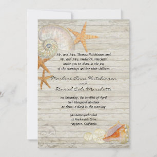 Invitation Watercolor Lighthouse Shells Beach Cottage Mariage