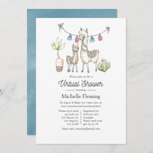 Invitation Watercolor Llama thème Baby shower virtuel