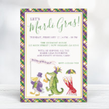 Watercolor Mardi Gras Animal Parade Party