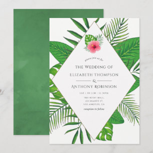 Invitation Watercolor Mariage de plage tropicale