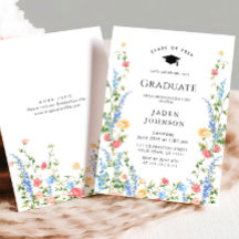 Watercolor Meadow Fleur sauvage Boho Graduation Pa
