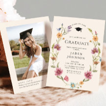 Watercolor Meadow Fleur sauvage Boho Graduation Pa