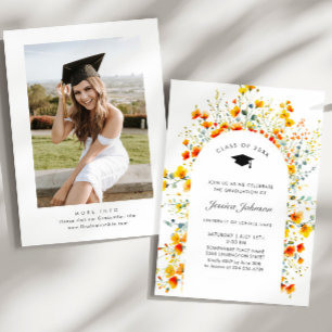 Invitation Watercolor Meadow Fleur sauvage Boho Graduation Pa