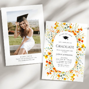 Invitation Watercolor Meadow Fleur sauvage Boho Graduation Pa