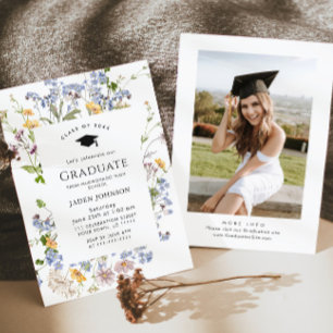 Invitation Watercolor Meadow Fleur sauvage Boho Graduation Pa