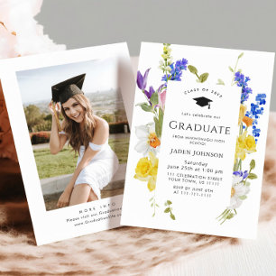 Invitation Watercolor Meadow Fleur sauvage Boho Graduation Pa