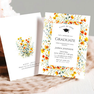 Invitation Watercolor Meadow Fleur sauvage Boho Graduation Pa