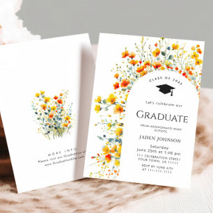 Invitation Watercolor Meadow Fleur sauvage Boho Graduation Pa