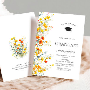 Invitation Watercolor Meadow Fleur sauvage Boho Graduation Pa