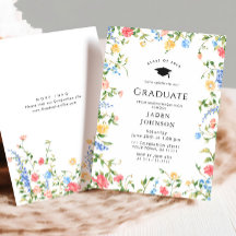 Watercolor Meadow Fleur sauvage Boho Graduation Pa