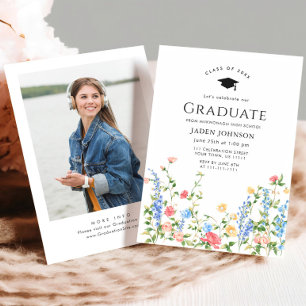 Invitation Watercolor Meadow Fleur sauvage Boho Graduation Pa